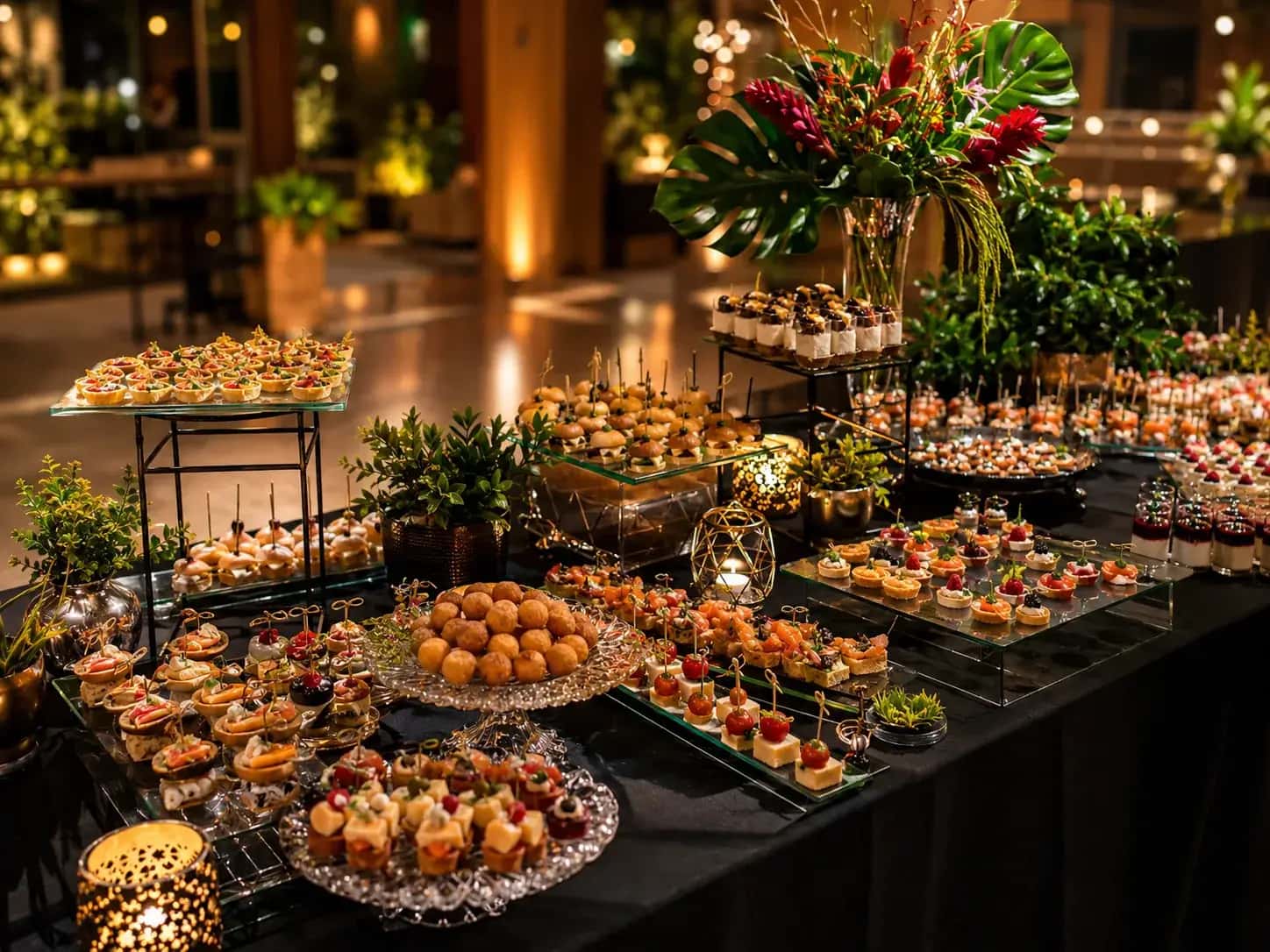 Happy hour corporativo com petiscos premium e finger foods para evento em Porto Alegre