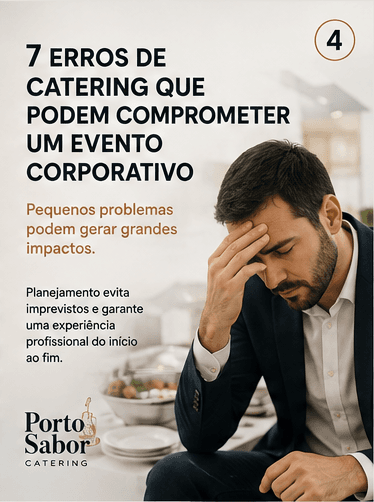 Profissional preocupado em evento corporativo, representando falhas de planejamento