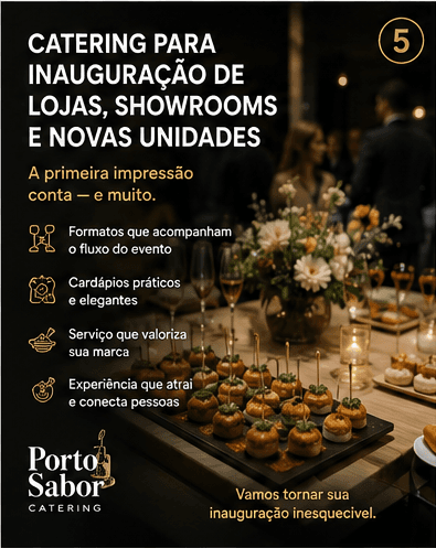 Mesa de finger foods em inauguração de loja ou showroom
