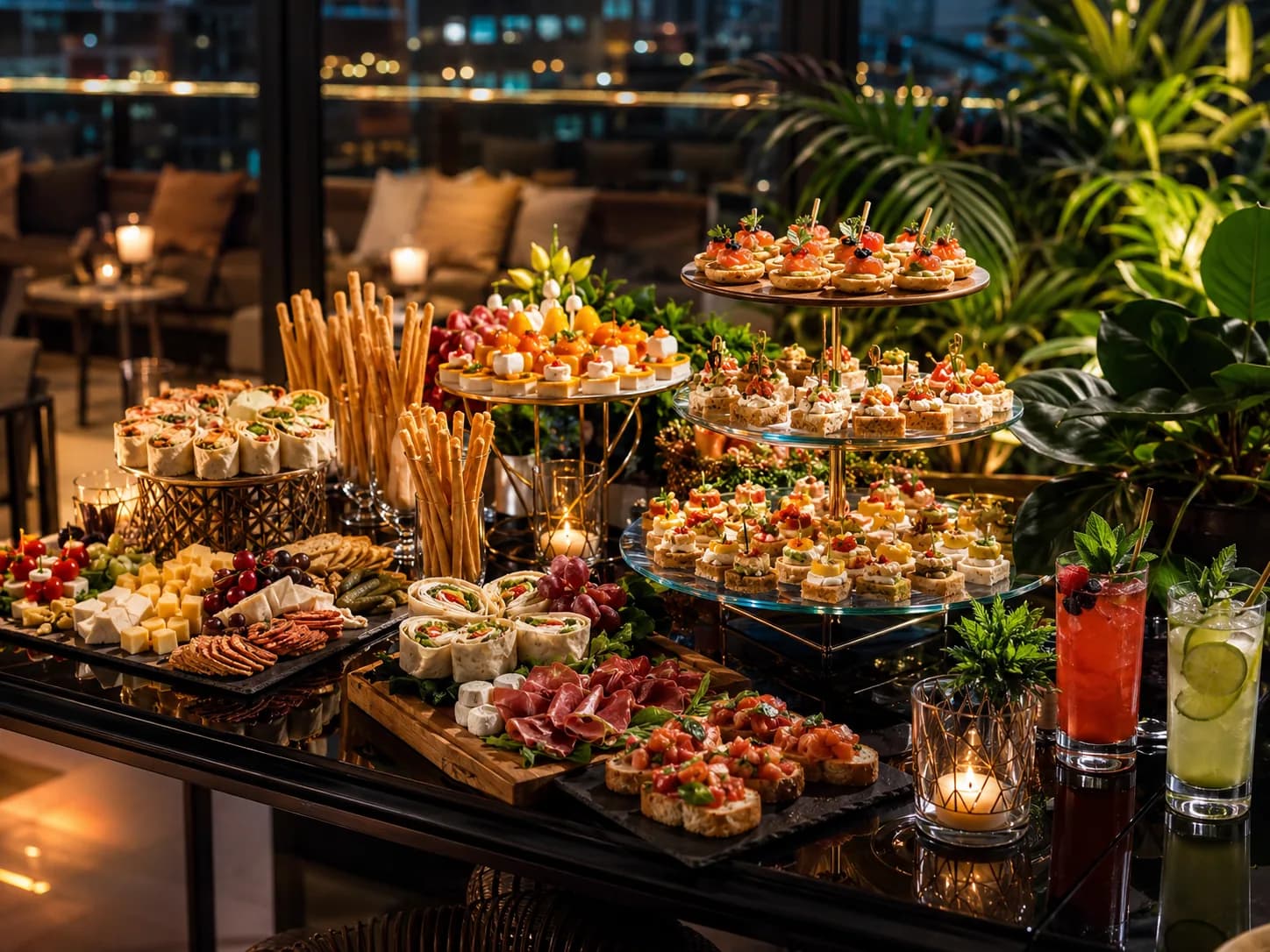Happy hour corporativo com petiscos, bebidas e montagem para confraternização em Porto Alegre